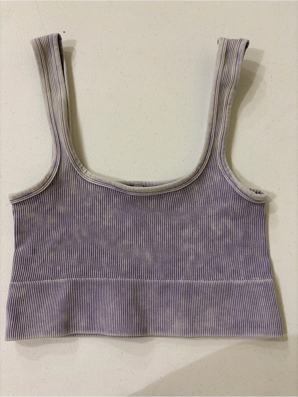 Zenana Ribbed Square Crop Tank - Lavender